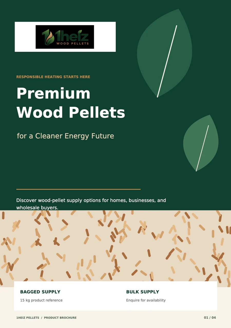 Cover of the 1heiz Wood Pellets product brochure