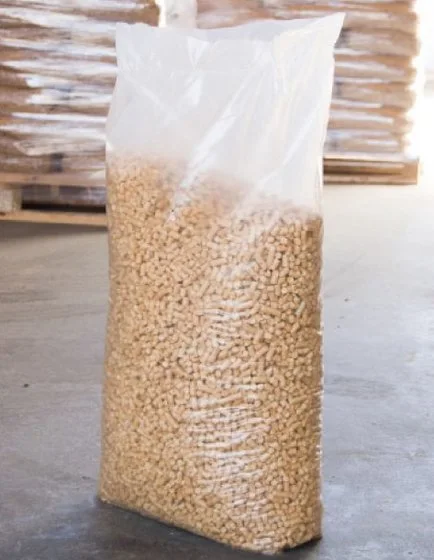 EN plus-A1 wood pellets in a clear bag